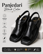Panjedari Black Leather Sandals