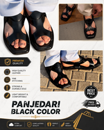 Panjedari Black Leather Sandals